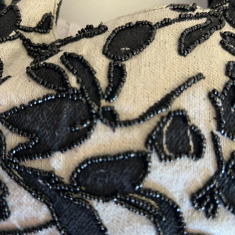 a new day Black Ivory Floral Toille Hobo Bag with Modern Beaded Design::NWT::